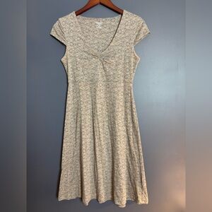 Toad & Co Rosemarie Cap Sleeve Organic Cotton & Tencel Dress Tan Pattern Small